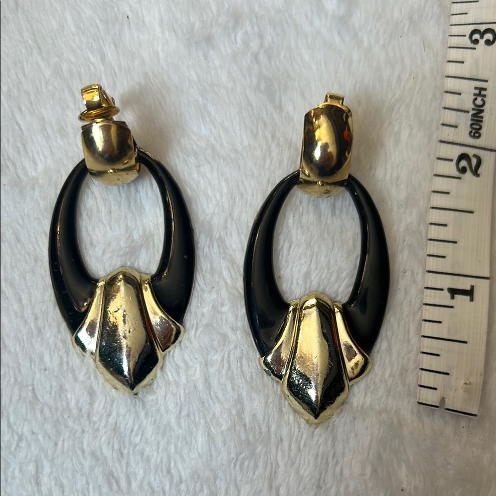 Bold Black and Gold Geometric Earrings